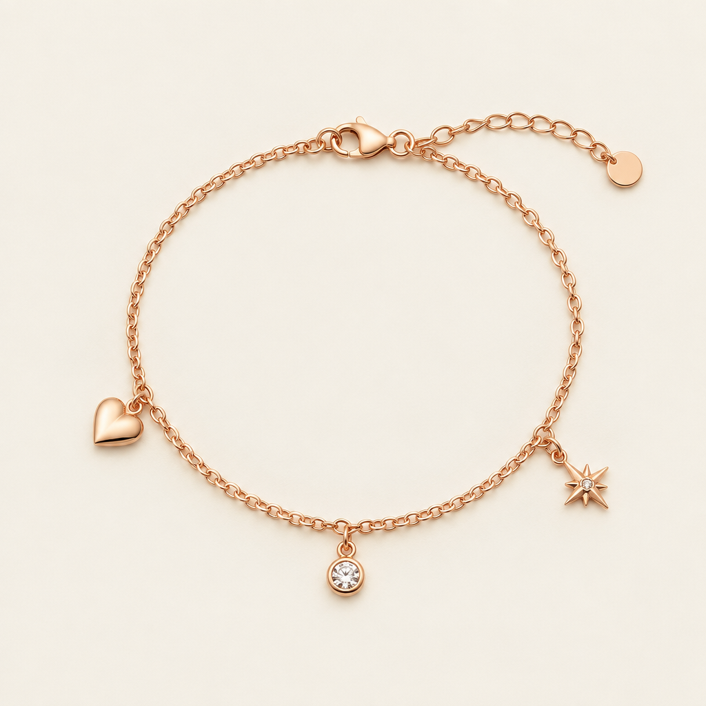 Rose gold charm bracelet product image