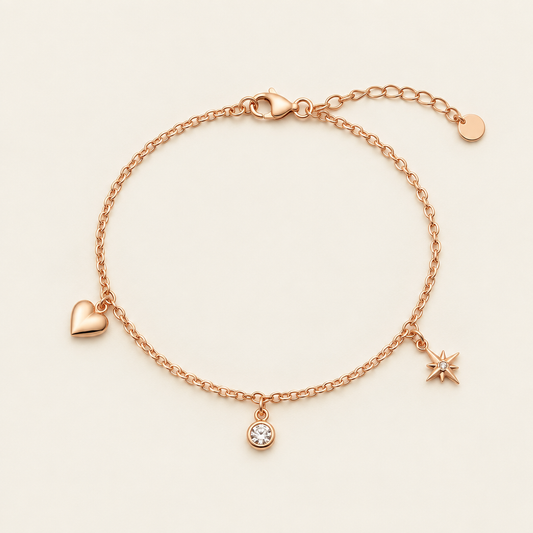 Rose gold charm bracelet product image